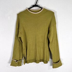 【GLOBAL WORK】グローバルワーク アダストリア カーキ リブニット セーター トップス レディース Mサイズ【a018】