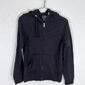 【ZARA BASIC】ザラベーシック 黒 ブラック ジップアップ パーカー フード付き スウェット レディース Mサイズ【a028】