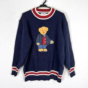 【B STUDIO】ビーツースタジオ ネイビー ワンポイントベア 長袖 ニット セーター トップス 男性用 メンズ 1【a030】