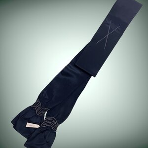 【織姫R】兵児帯 正絹100% 紺色 男帯 着絹 物 着付け用品 KIMONO JAPAN ★同梱可★Z70906