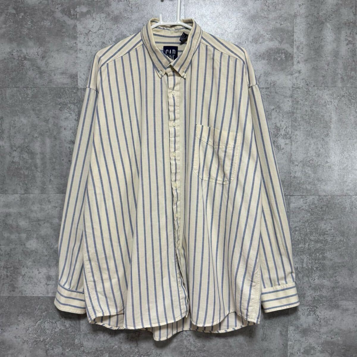 人気のゆるダボ☆90sOLD GAPギャップ長袖ストライプシャツy2k GAP - 90\u0027s OLD GAP オールドギャップ 太ストライプ シャツの通販 by