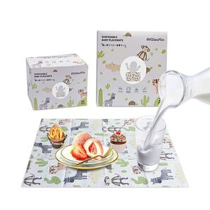 赤ちゃんと子供の使い捨てランチョンマット 楽しい動物園のテーマ (20枚)