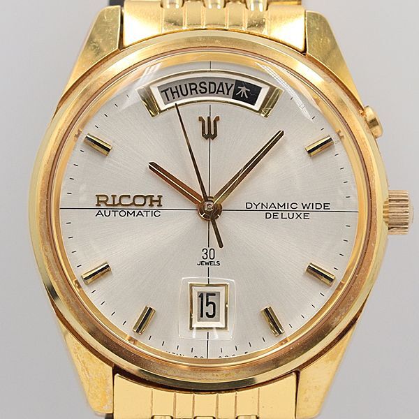 RICOH　Dynamic Wide機械式自動巻き　ライスブレス　稼働良好　美品 Yahoo!オークション -「ricoh dynamic wide」(3針＋カレンダー