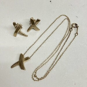 Q034-H41-175★ TIFFANY&Co. ティファニー アクセサリー ネックレス ピアスセット キス パロマピカソ シルバー925 シルバーアクセサリー KA