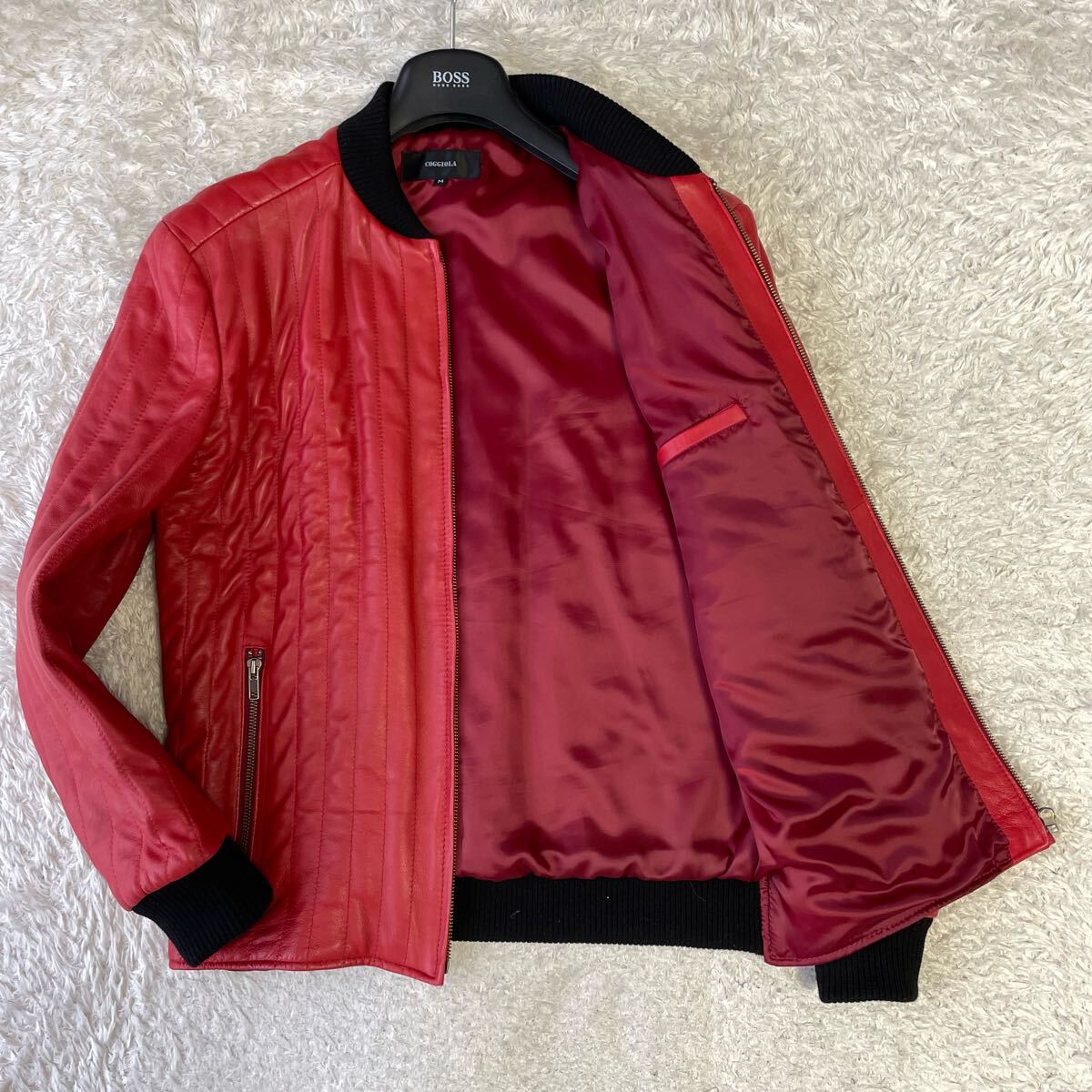 freeclom ライダース　赤 レッド　L ダブル キルティング 牛革 楽天市場】ライダースジャケット ダブルライダースジャケット