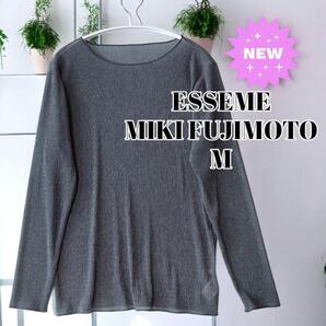 新品 M プリーツ シアー シャツ カットソー レディース エシーム 藤本美貴 トップス 透け感 ストレッチ ブルーグレー