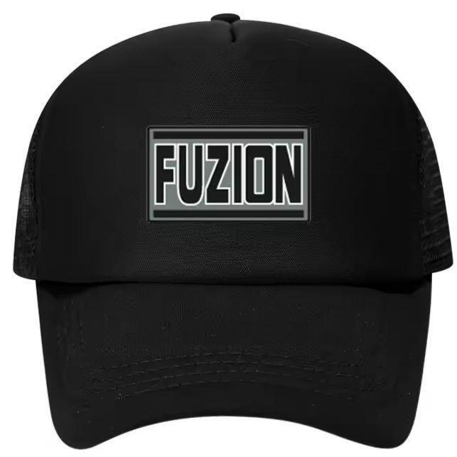 新品 FUZION プリント メッシュ キャップ 野球帽 帽子 黒 ブラック ユ
