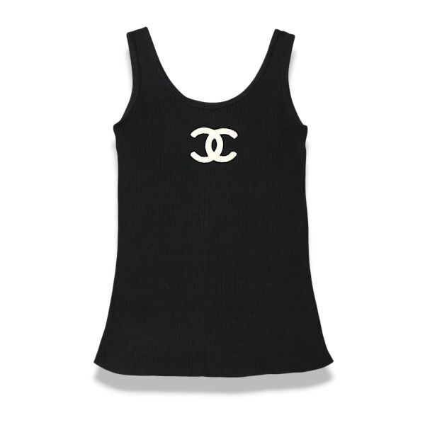 ★激レア★シャネル　CHANEL　ヴィンテージ　ココマーク　タンクトップ CHANEL - 美品 超レア シャネル ココマークアップリケリブタンク