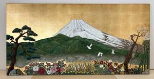 Большая картина Фудзи Фудзи, сусальное золото, фэн-шуй, удача.