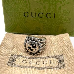 未使用級 GUCCI グッチ リング 指輪 14号 インターロッキング シルバー