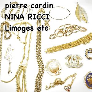 1000円〜 v318 アクセサリー まとめ売 ネックレス バングル ブローチ ヴィンテージ ゴールド NINA RICCI Limoges 等 ラインストーン