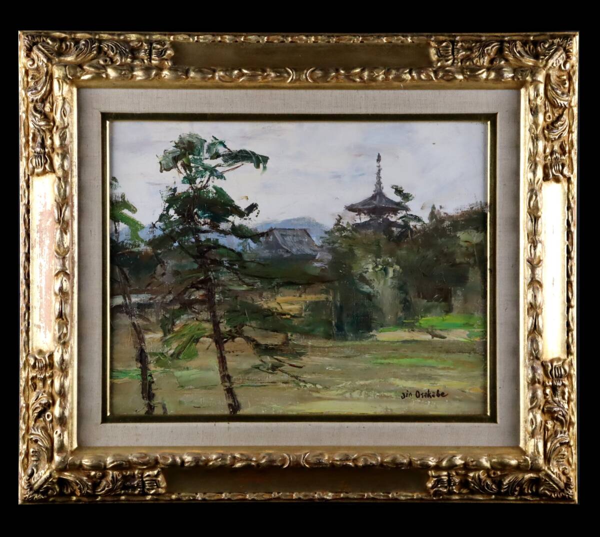刑部人、【トラピストの丘】、希少な大判額装用画集より、美品、日本人画家 刑部人、【トラピストの丘】、希少な大判額装用画集より、美品