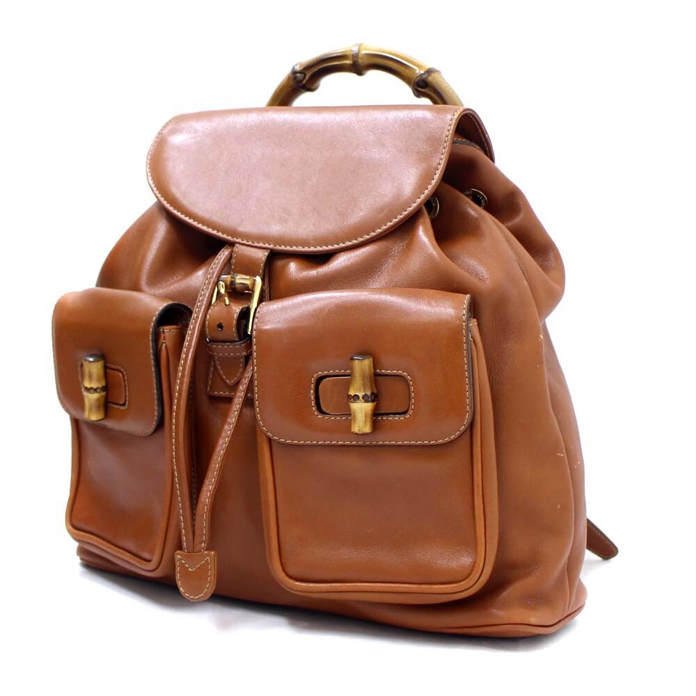 極美品 GUCCI グッチ バンブー　ブラック　シュック　リュックサック　黒 グッチ(GUCCI)グッチ バンブー リュックサック バックパック