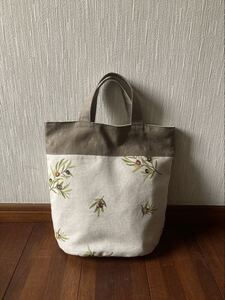 ★ハンドメイド★ トートバッグ 楕円底 オリーヴ柄