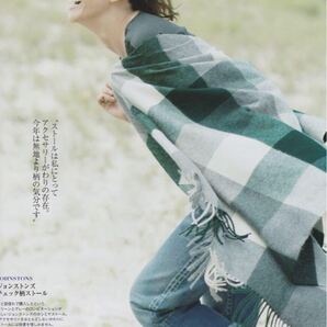 【日本別注】美品☆ ジョンストンズ カシミア ストール 大判 マフラー ブロックチェック グリーン アイボリー グレー 清原亜希さん愛用品
