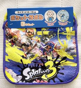 即決★新品 スプラトゥーン3 ミニタオル3枚組 ハンカチ ポケットタオル プチタオル SPLATOON3 Nintendo 幼稚園 保育園 男の子用