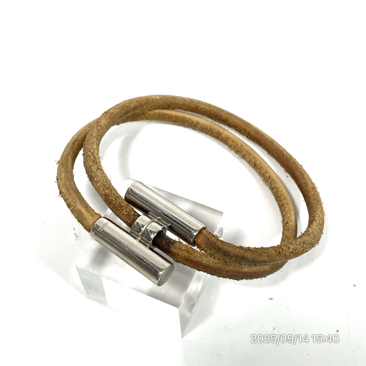 【極美品】 HERMES エルメス H バングル ブレスレット レザー 良品 HERMES エルメス H金具 レザーブレスレット ベルト 長さ