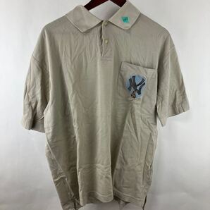 New York Yankees ニューヨークヤンキーズ ポロシャツ 半袖 半袖ポロシャツ LLサイズ メンズ 男性用 ロゴ 刺繍 ベージュ
