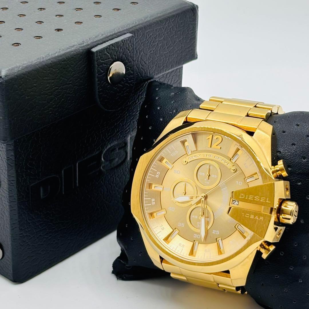 【未使用品】美品 ディーゼル DZ-4360 ゴールド 動作良好 腕時計 y2k ディーゼル DIESEL 腕時計 メガチーフ MEGA CHIEF DZ4360 GOLD