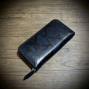 ダイヤモンド パイソン 長財布 メンズ レディス 財布 カード15枚 大容量 蛇 革 ネイビー 紺 YKK 送料無料 ヘビ革 金運アップ 開運