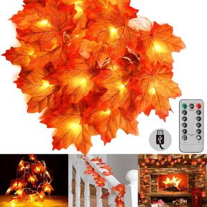 【新品未使用】ハロウィン リーフガーランド クリスマス 飾り 装飾 ガーランド 3m×20灯