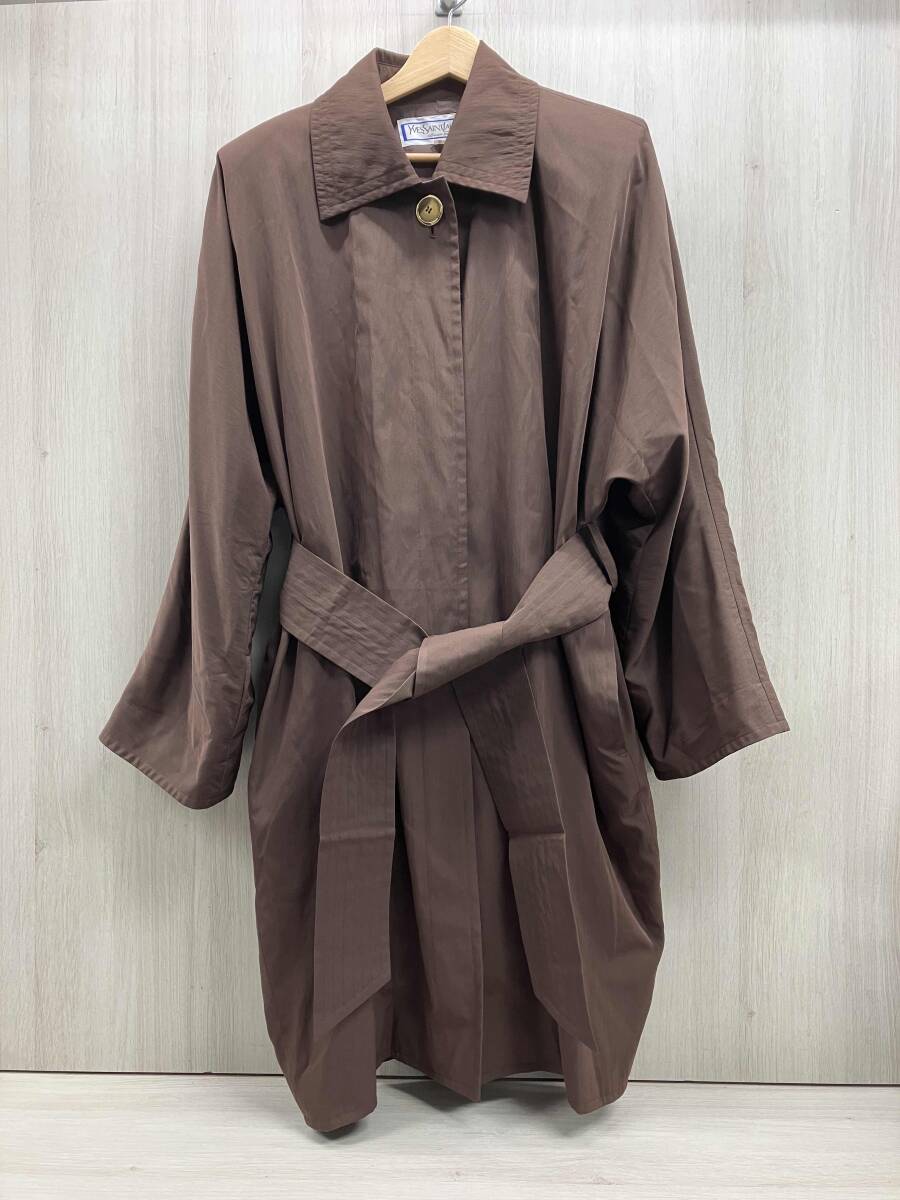 G454 美品 M イヴサンローラン スプリングコート ブラウン レディース G454 美品 M イヴサンローラン スプリングコート ブラウン