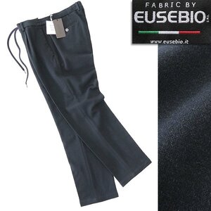 新品 ユニバーサルランゲージ 伊 EUSEBIO ジャージー イージー スラックス M 紺 【P24365】 秋冬 メンズ テーパード パンツ ネイビー