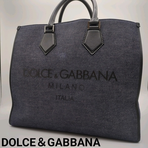 美品☆DOLCE&GABBANA ドルチェ&ガッバーナドルガバ トートバッグ ハンドバッグ ビジネスバッグ ボストンバッグ デニム イタリア製 メンズ