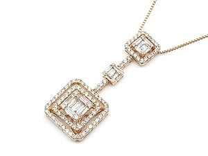 g20421 K18PG D1.20ct ネックレス USED 美品 5.2g 45cm アジャスター付