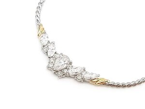 g20444 Pt850/900 D0.548ct(F/SI-2)/0.78ct ネックレス USED 美品 12.8g 43cm ソーティング付