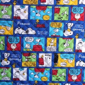 ★キルティング♪スヌーピー・カラーコミック(ブルー)♪105×50★【NE1815-A】