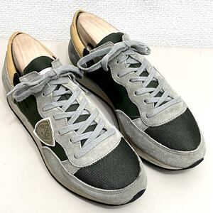 【良品◎】PHILIPPE MODEL フィリップモデル WX75 EU38 24cm相当 スペクテイターシューズ カーキ スエード、ナイロンコンビスニーカー
