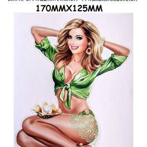 sale-01 特価 レトロシリーズ♪ 美人 グリーン 夏 ビーチ ボード ピンナップガール セクシーステッカー 車 バイク ギター ガレージ