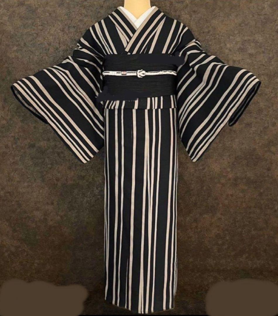 ■最高級しじら織浴衣 波縞紺■反物染め抜きの抜染■着物着用可■涼し綿麻浴衣■新品 Amazon.co.jp: □最高級しじら織浴衣 波縞紺□反物染め抜きの