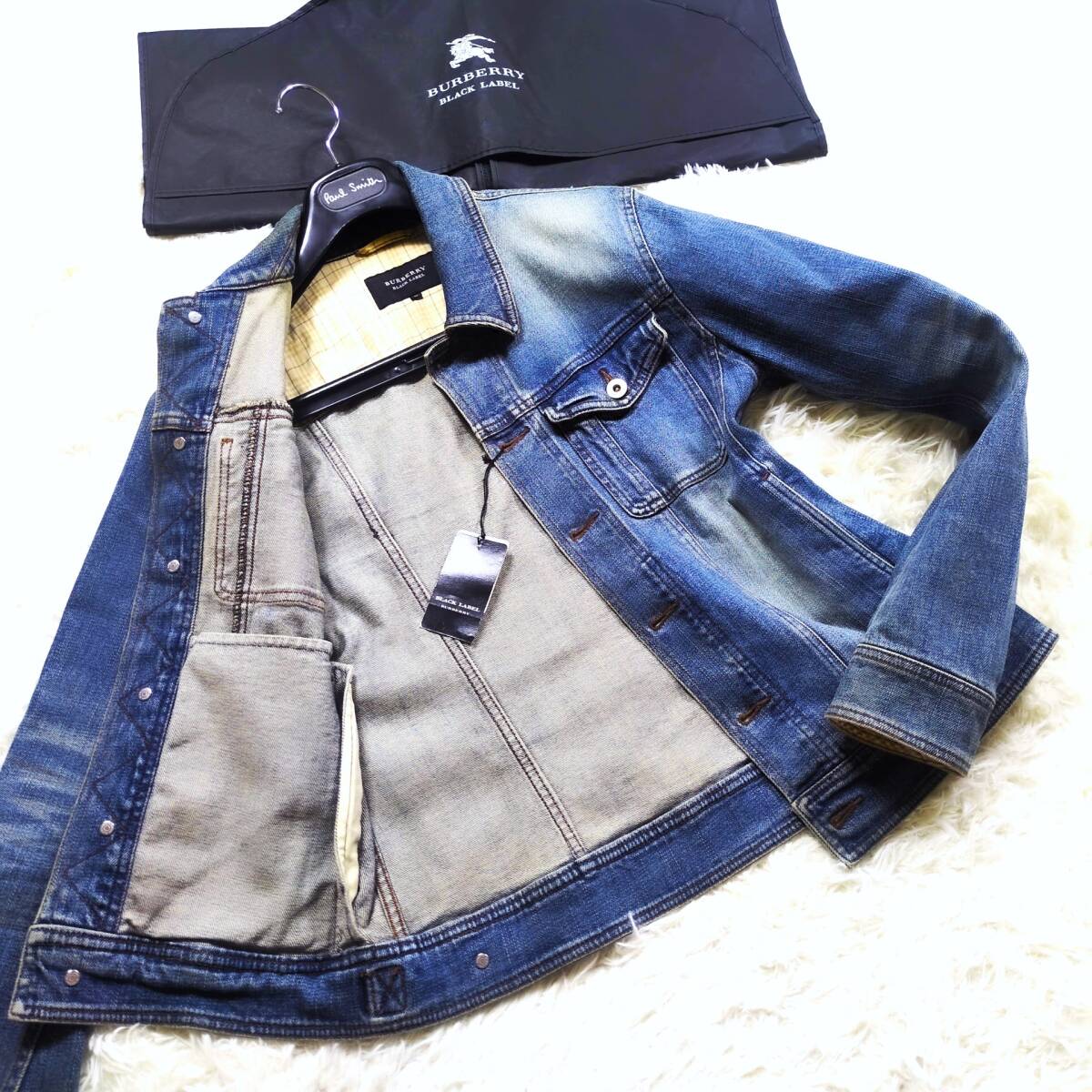 【BURBERRY BLUELABEL】フェイクファーデニムジャケット　L相当 Yahoo!オークション -「バーバリー デニム ジャケット