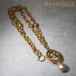 ◆1円~◆ CHANEL シャネル ロングネックレス ココマーク フェイクパール ヴィンテージ GP 刻印あり USED 「26118」