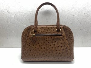 オーストリッチ 2way ハンドバッグ ショルダーバッグ ブラウン系