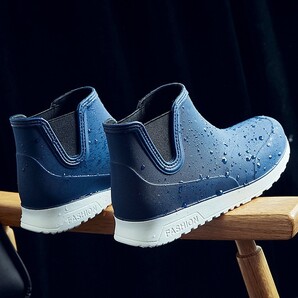 ☆26.5cm☆ メンズ レインシューズ レインブーツ アウトドア 川遊び 通勤 通学 カジュアル 防水 長靴 おしゃれ 紺色 ネイビー 406 R35