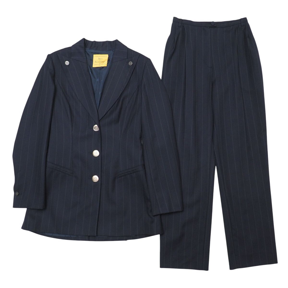 【アンタイトル】未使用 ストライプ パンツスーツ セットアップ ウール ネイビー NEWYORKER - NEWYORKER ニューヨーカー ストライプ セットアップ