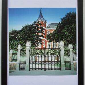 藤城清治 「慶応大学・幻の門」 印刷物 画集画 A4新品額入り スタンド付き