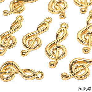 c1568 音符 ト音記号チャーム 30個【音楽 ピアス イヤリング ゴールド 手作り材料 ハンドメイド アクセサリーパーツ素材】蒸気猫パーツ