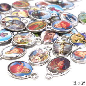 c1960 メダイチャームパーツ シルバー20個【十字架レジン クリスマス ピアス 手作り 手芸材料ハンドメイド アクセサリー素材】蒸気猫パーツ