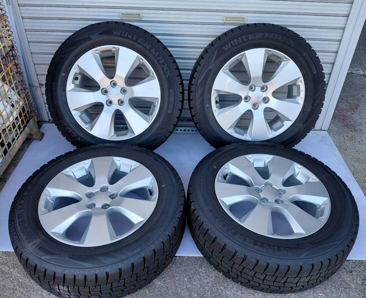 スバル 純正アルミ & スタッドレス 23年 500km走行 225/60R17 スバル純正ホイール 225/60R17 4本セット スタッドレスタイヤ付き