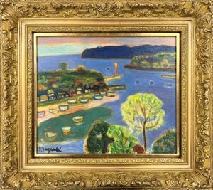 【FCP】 真作保証 鈴木信太郎 油彩画8号 「風景」 日動画廊シール 梅田画廊シール 日本芸術院会員 二科会会員 h