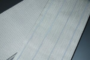 拾10812RM 男角帯 高級化繊西陣織 К 白青磁の矢鱈縞文様 新品