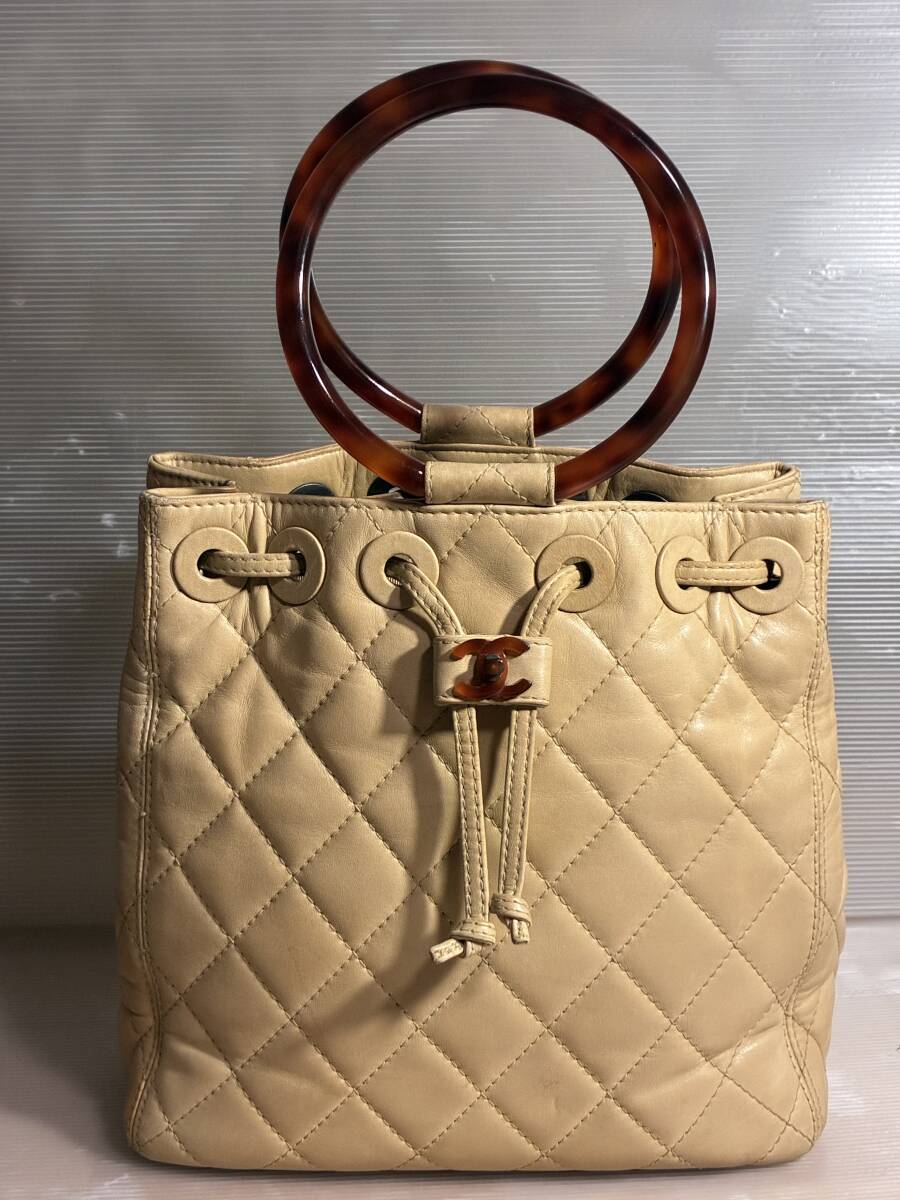 CHANEL べっ甲ハンドル　ハンドバッグ CHANEL/シャネル】キャビアスキン チェーンクラッチ べっ甲