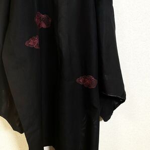 送料無料即決◆ 未使用品◆黒と燕脂色 正絹 レディース薄物和装コート 絽 普段着物 道行コート 普段着着物 レトロ BK