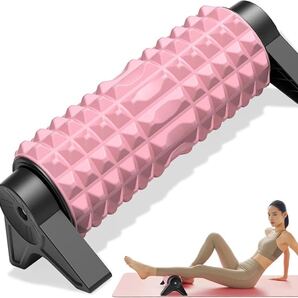 取り外し可能 三角スタンド型 フォームローラー 筋膜リリース【特許出願 滑らない固定スタンド】初心者向け ストレッチポール ピンク