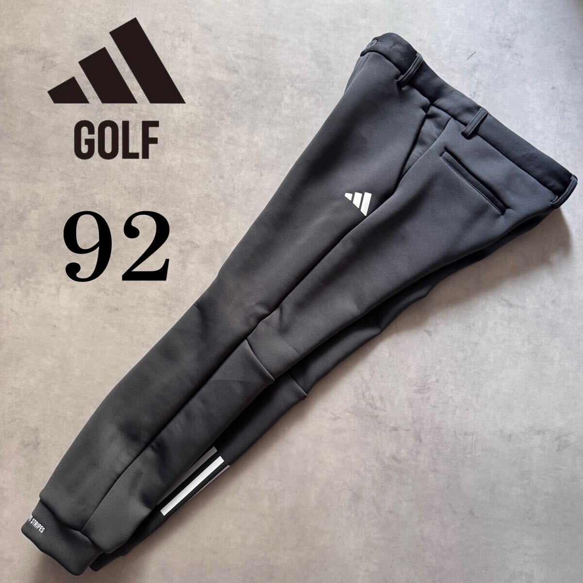 ◆300 新品【ウエスト92】黒 秋冬 アディダスゴルフ ダンボールニット ジョガーパンツ adidas GOLF ビッグロゴ テーパードシルエット Yahoo!オークション -「アディダス ゴルフ」(パンツ、スラックス