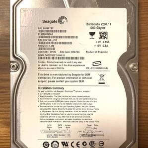 【状態◎】Seagate シーゲート Barracuda 7200.11シリーズ ST31000340AS 3.5インチ HDD 1TB(高性能モデル)